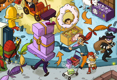 Wimmelbild für die Laute G+D